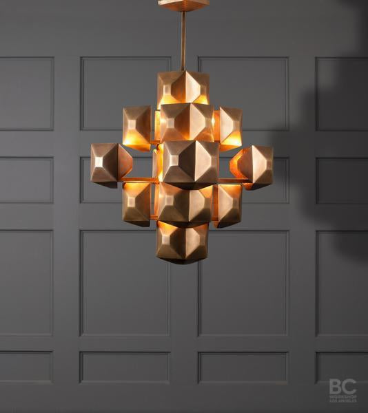 3-Squared Chandelier, Brass