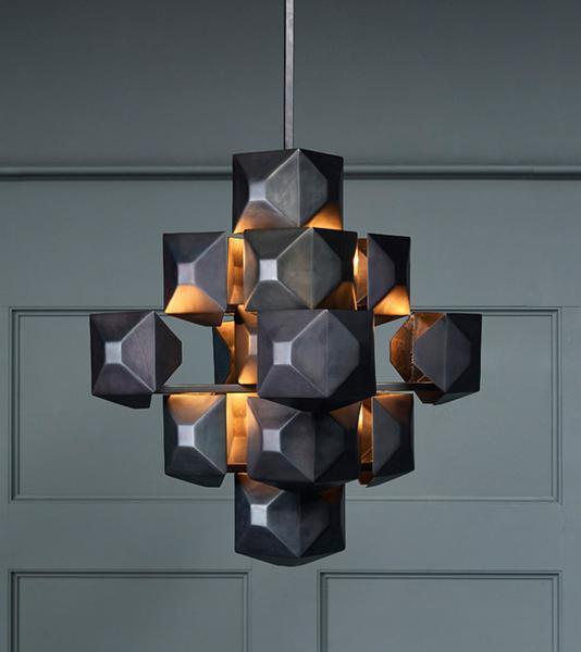 3-Squared Chandelier, Nickel