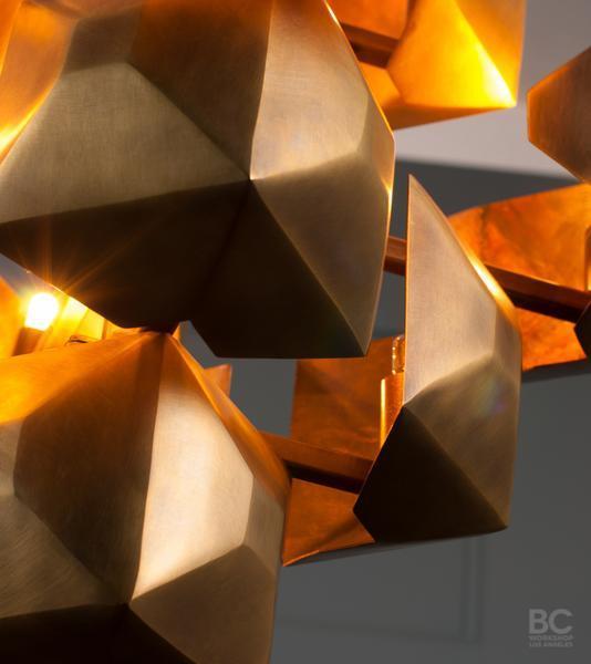 3-Squared Chandelier, Brass