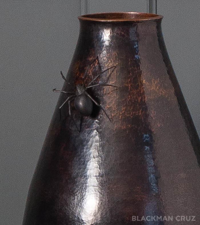 Tall Copper Vase with Spider