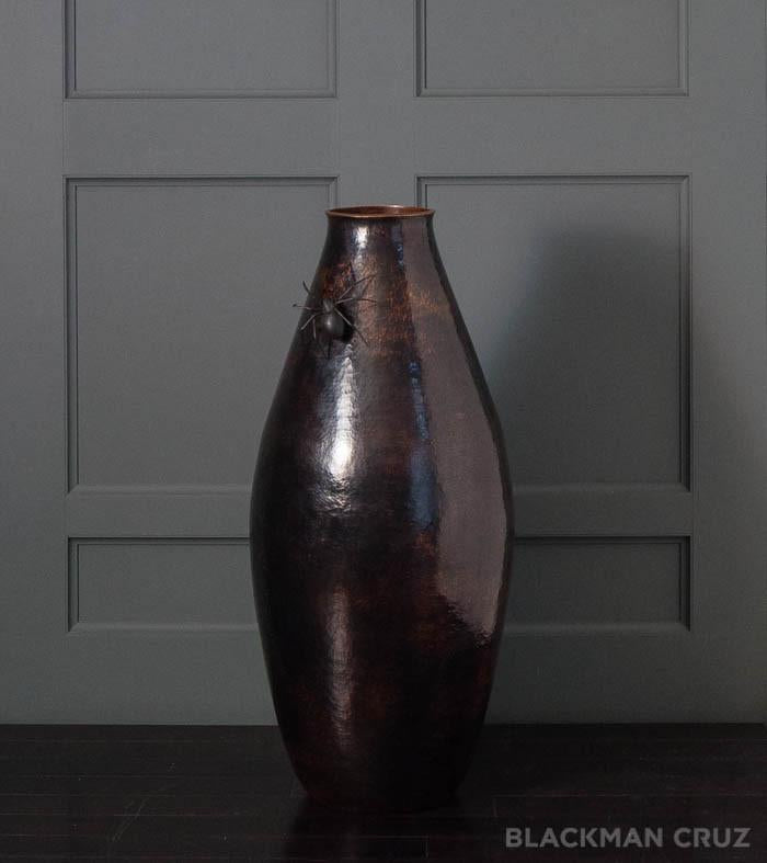 Tall Copper Vase with Spider