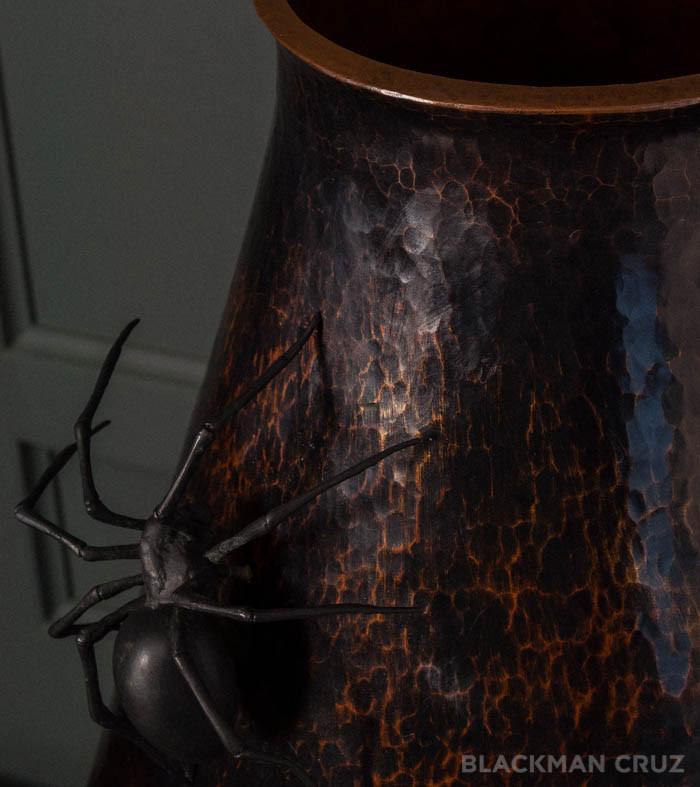 Tall Copper Vase with Spider