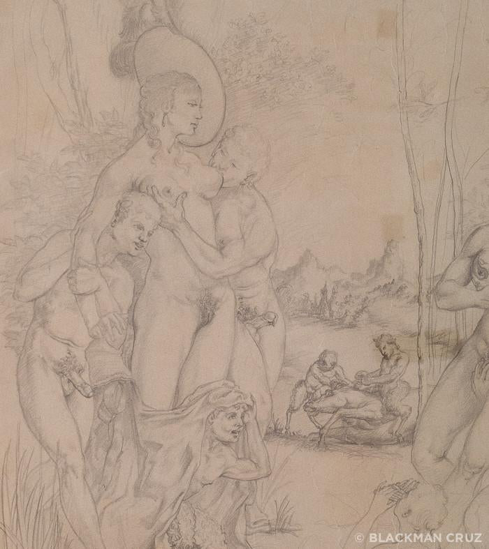 Bacchanalia Graphite Drawing