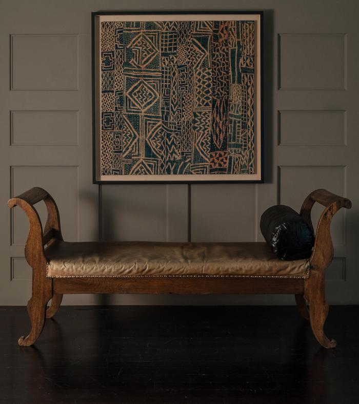 Biedermeier Leather Upholstered Convertible bench / settee