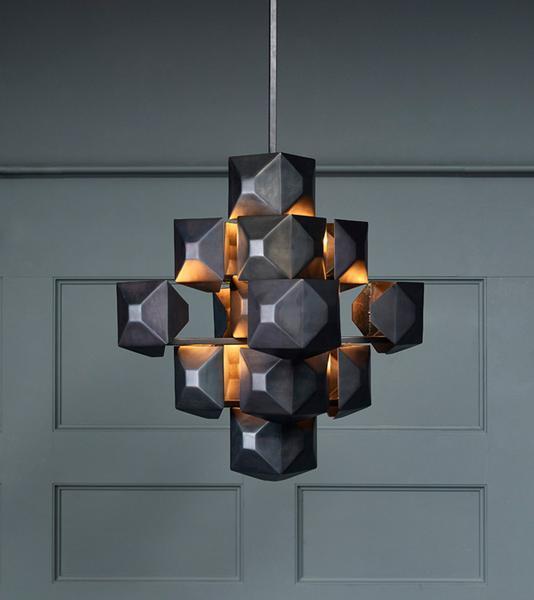 3-Squared Chandelier, Black