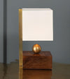 Brass Ball Walnut Boudoir Table Lamp by Lika Moore