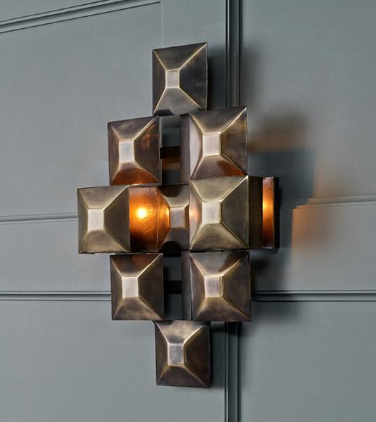 3-Squared Sconce, Brass