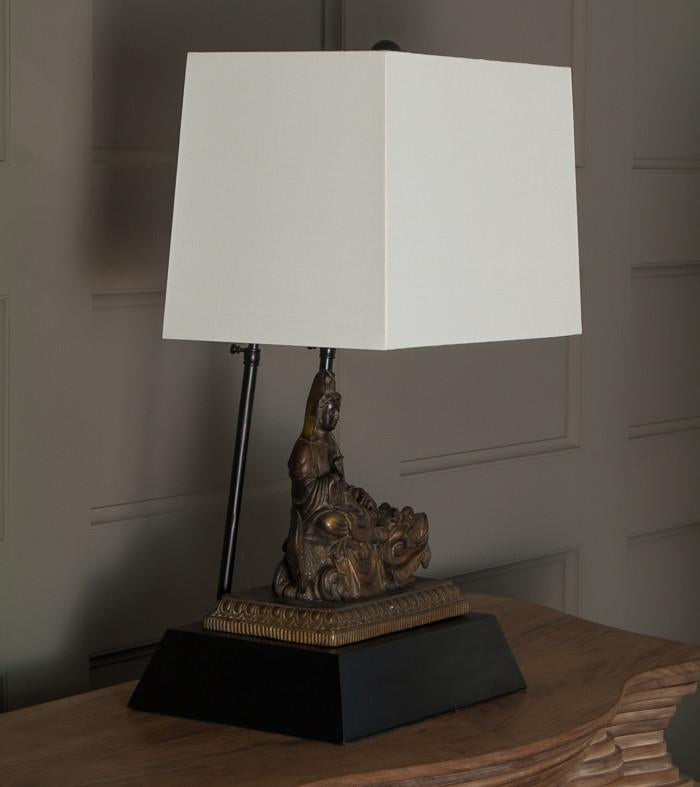 Buddhist Deity, Guan Yin upon Dolphin Table Lamp