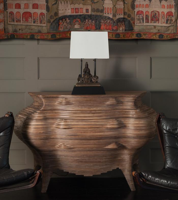 Buddhist Deity, Guan Yin upon Dolphin Table Lamp