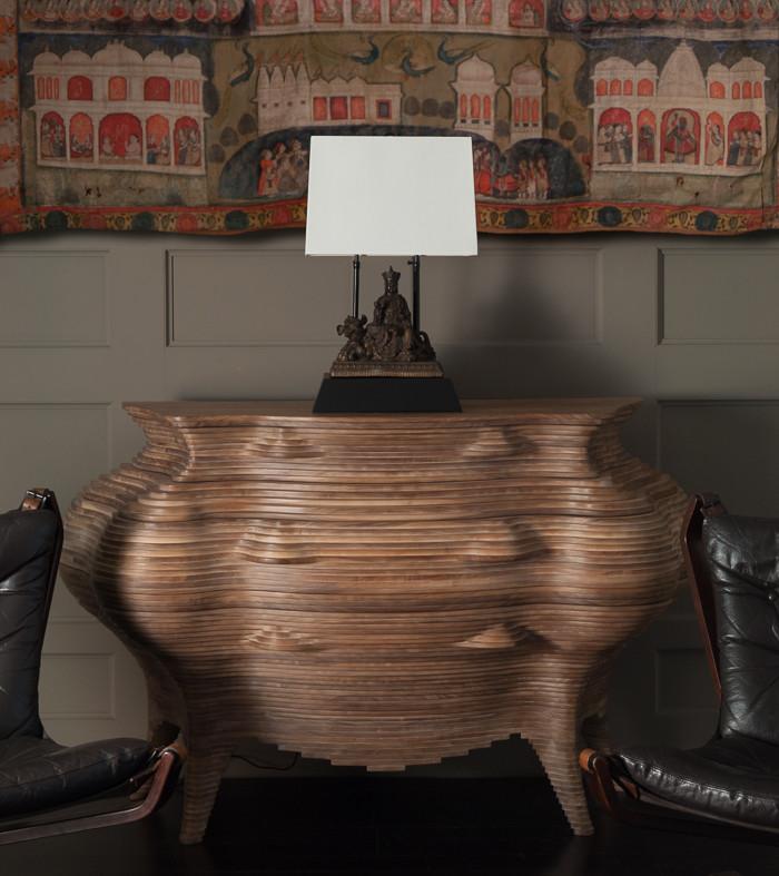 Bbuddhist Deity, Guan Yin Upon Unicorn Table Lamp