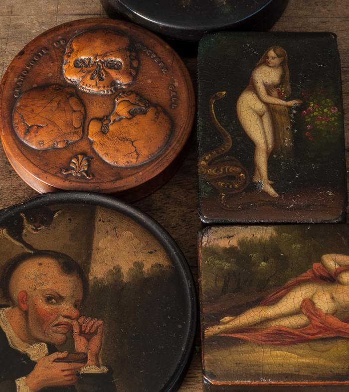 Collection of 10 Hand-painted Snuff Boxes