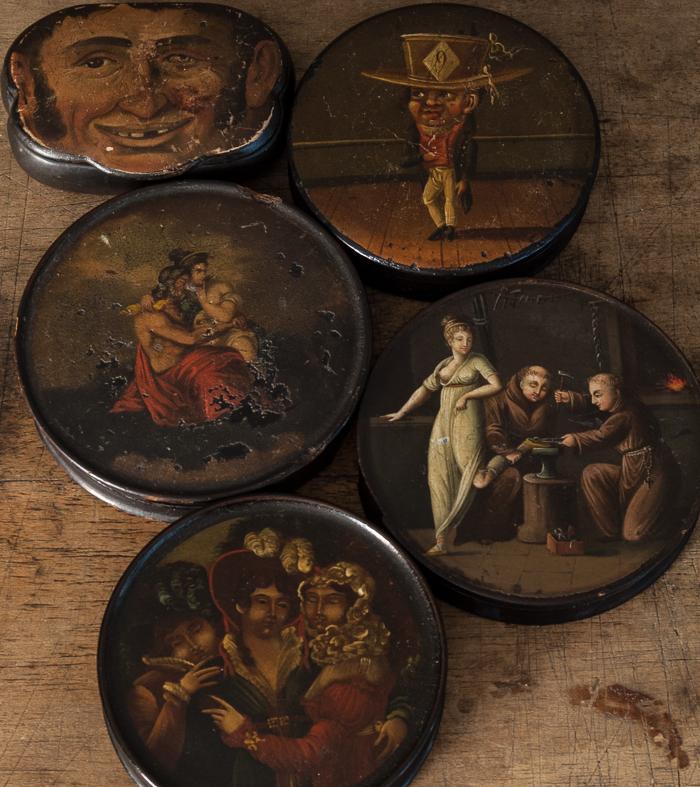 Collection of 10 Hand-painted Snuff Boxes