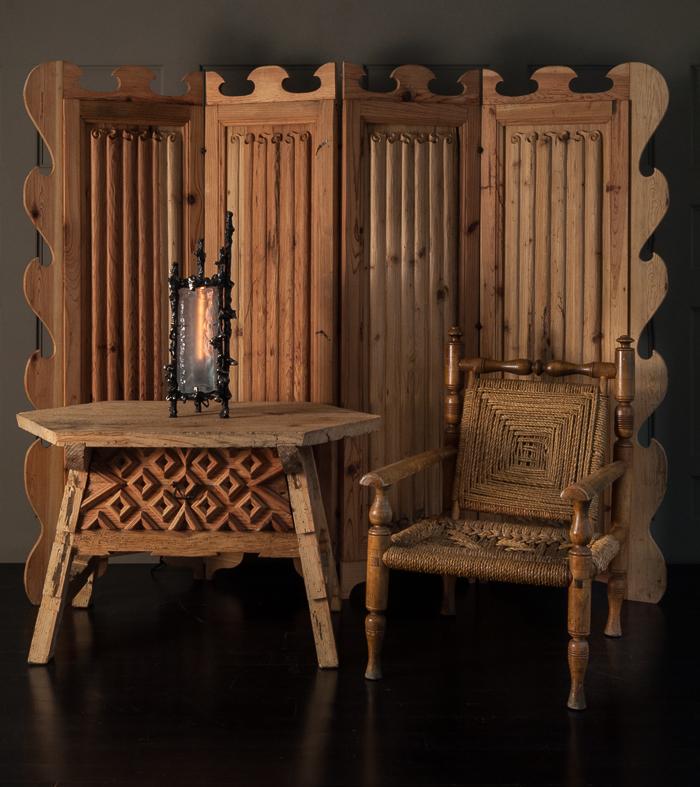 Linenfold 4 Panel Folding Screen by Mike Diaz