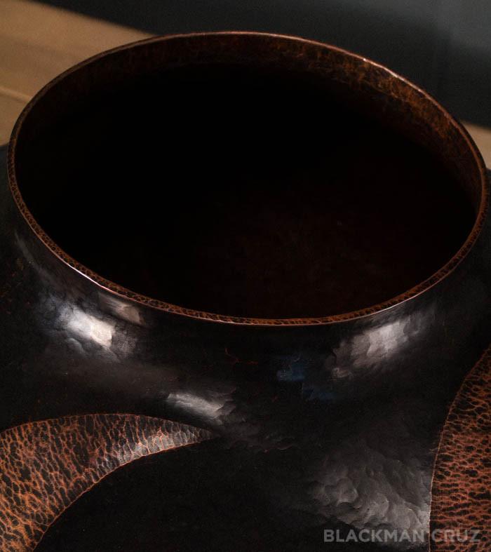 Copper Vase  with Rippled Pattern, Large