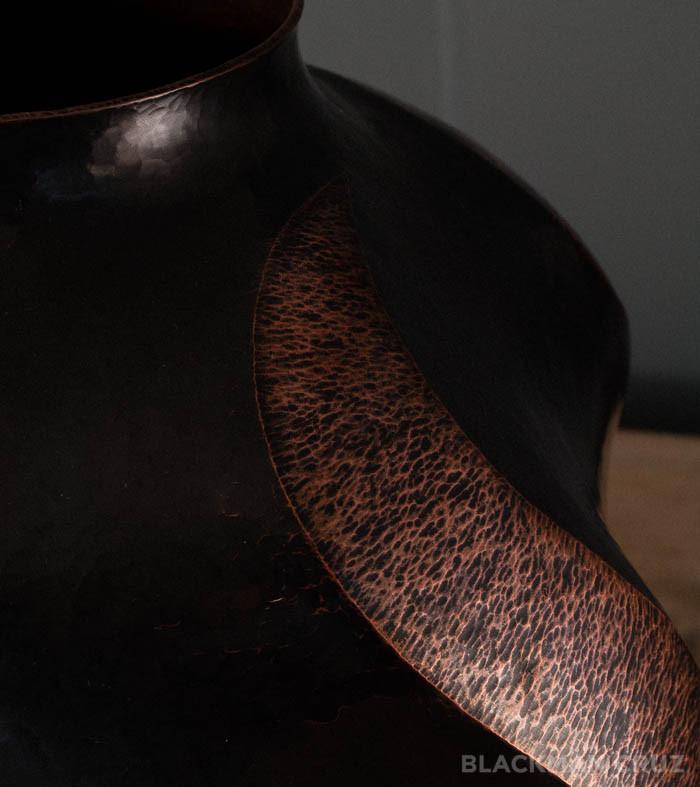Copper Vase  with Rippled Pattern, Large