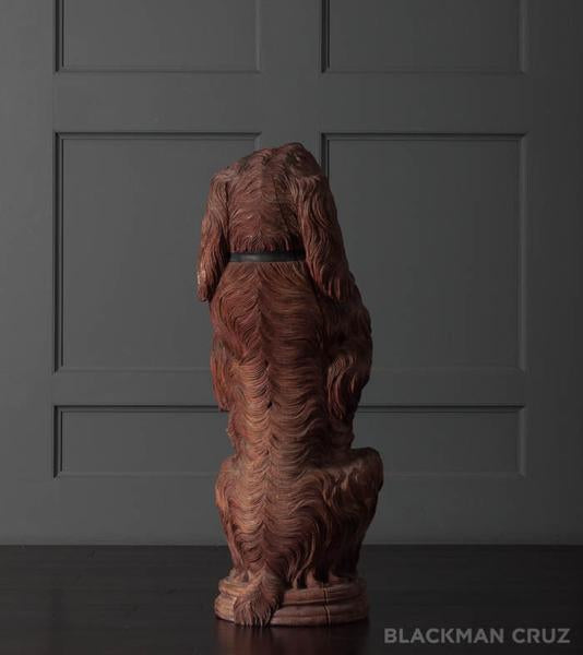 Lifesize Delicately Carved Wood Dog