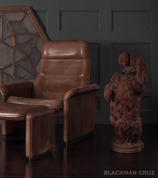 Lifesize Delicately Carved Wood Dog