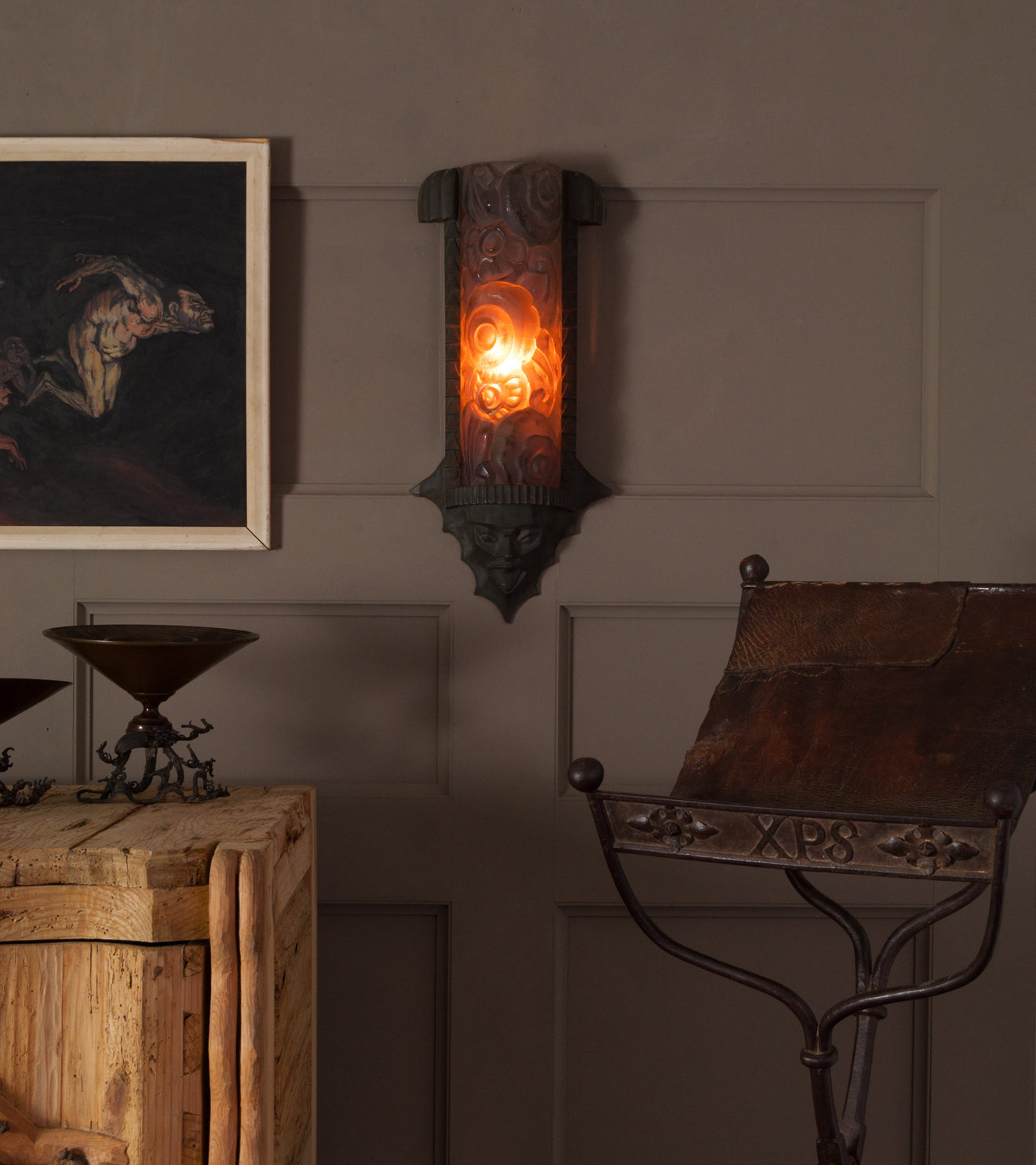 French Deco Frosted Glass Sconce