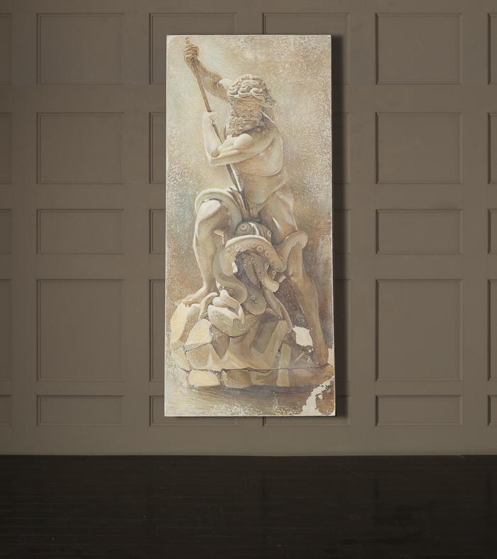 Fresco of Neptune, Transferre to Canvas Via Strappo