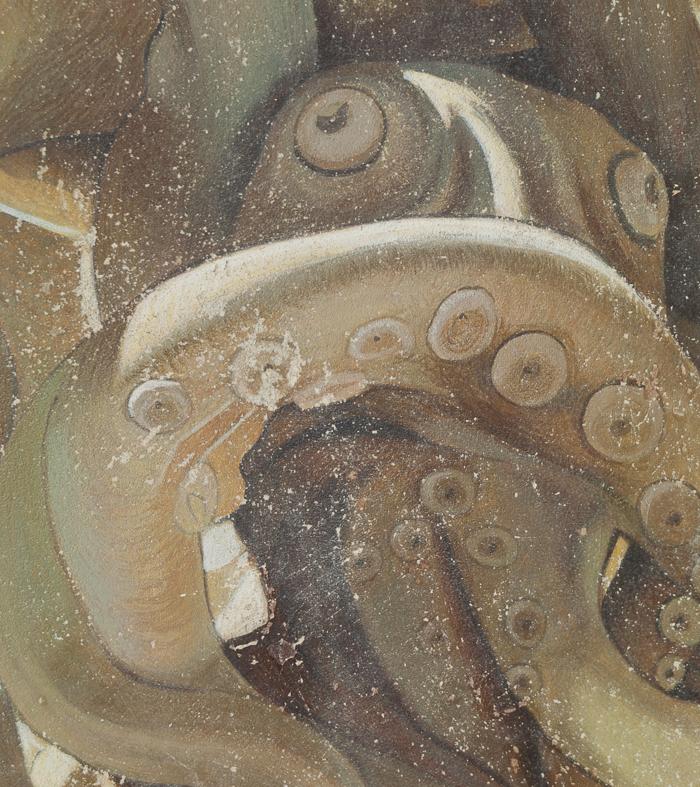 Fresco of Neptune, Transferre to Canvas Via Strappo