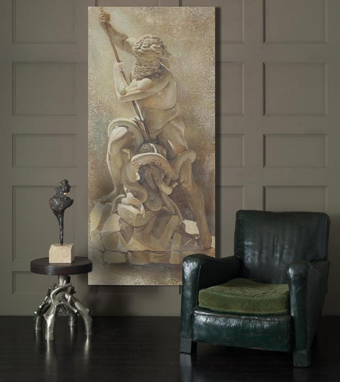 Fresco of Neptune, Transferre to Canvas Via Strappo