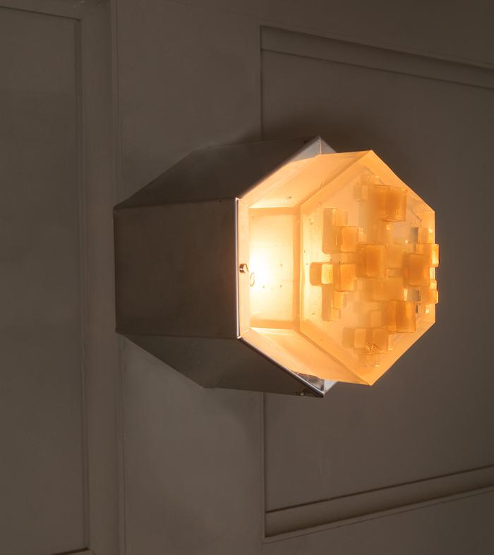 Italian Hexagonal Glass Sconces, LARGE