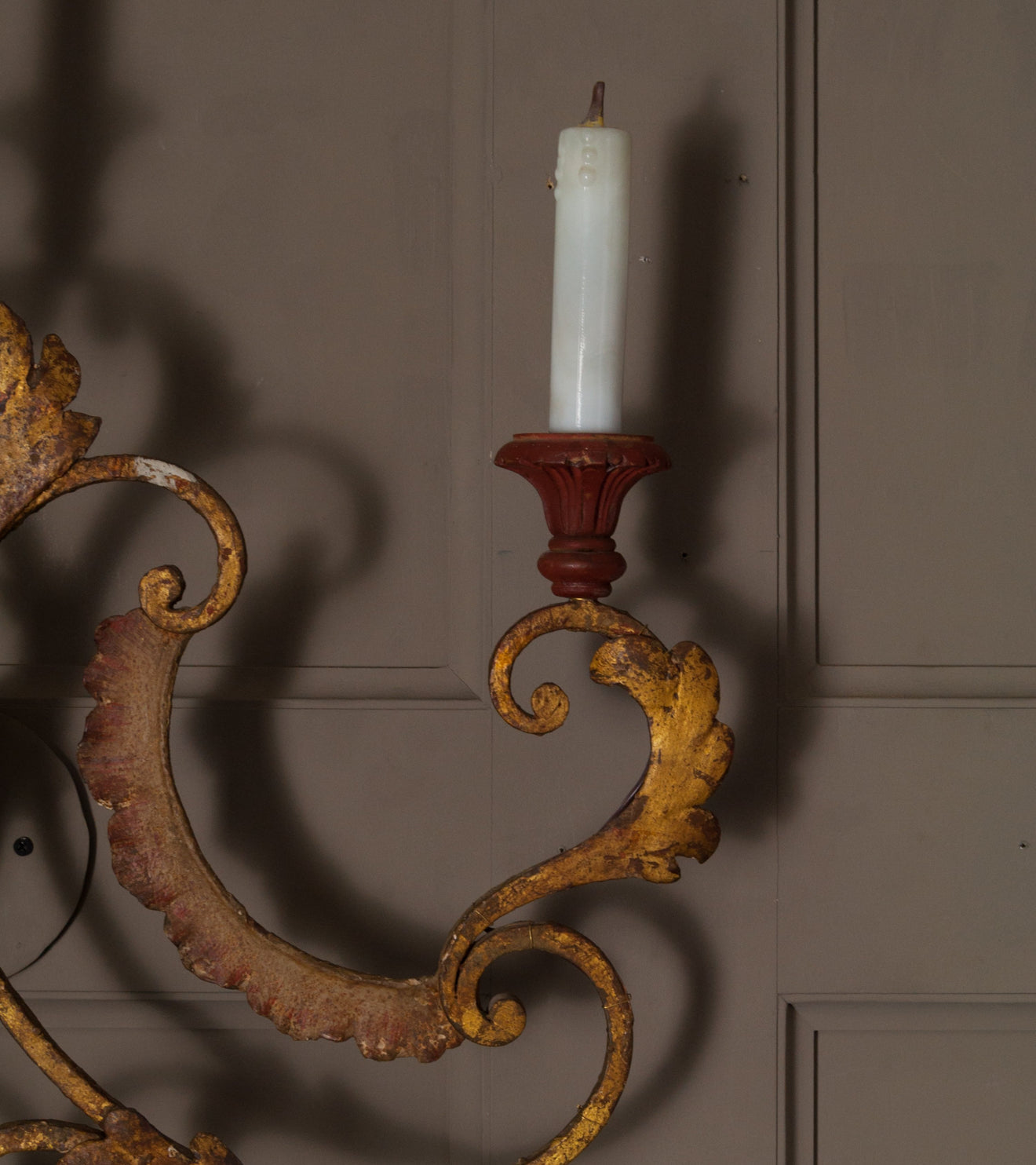 Pair of Italian Gilded Wrought Iron Sconce
