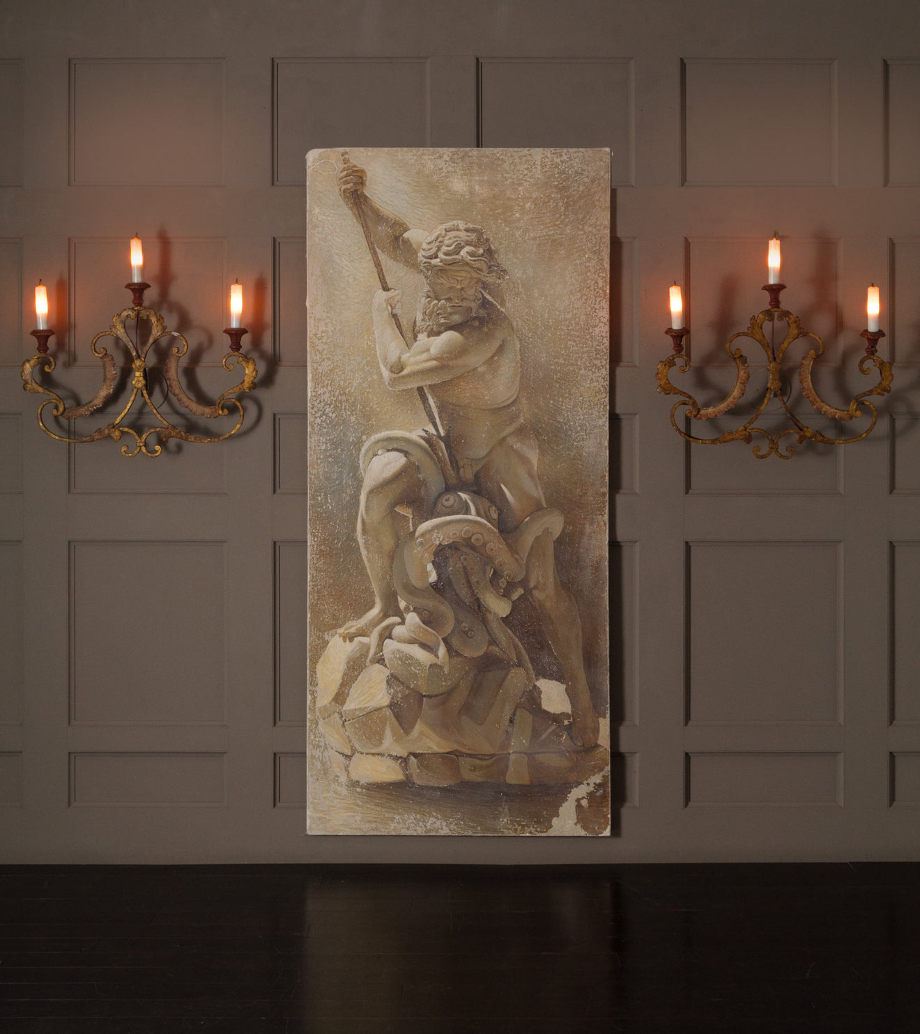 Pair of Italian Gilded Wrought Iron Sconce