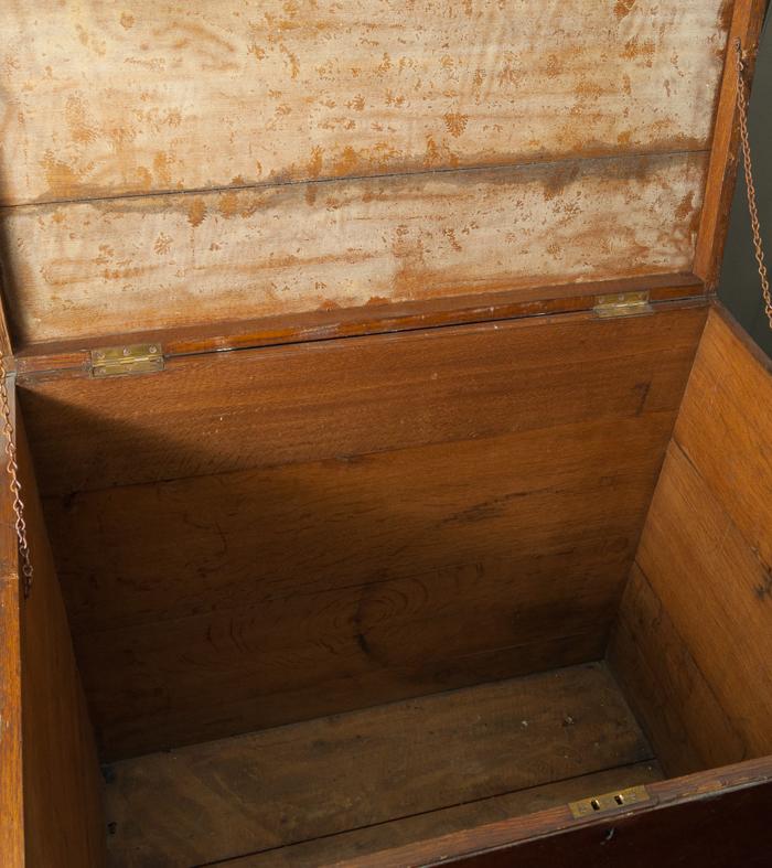 Large Wood & brass Strapped Silver Storage Box