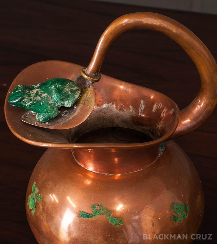 Los Castillo Pitcher with Carved Stone Frog