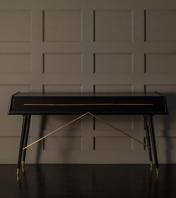 Mid Century 3-Drawer Mahogany Console