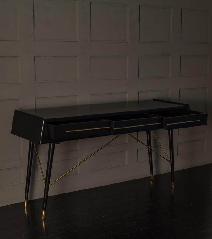 Mid Century 3-Drawer Mahogany Console