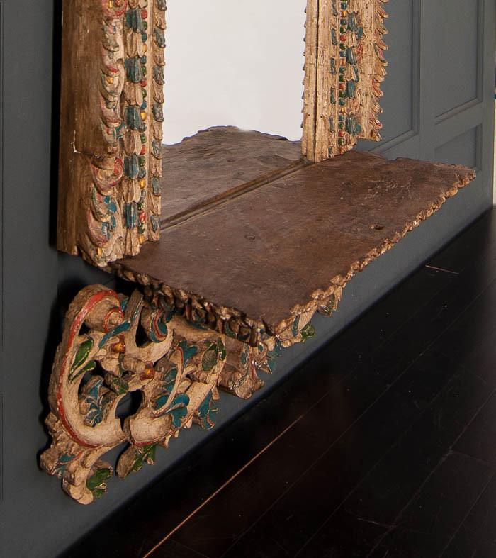18th c. Large Peruvian Polychromed Nicho Mirror