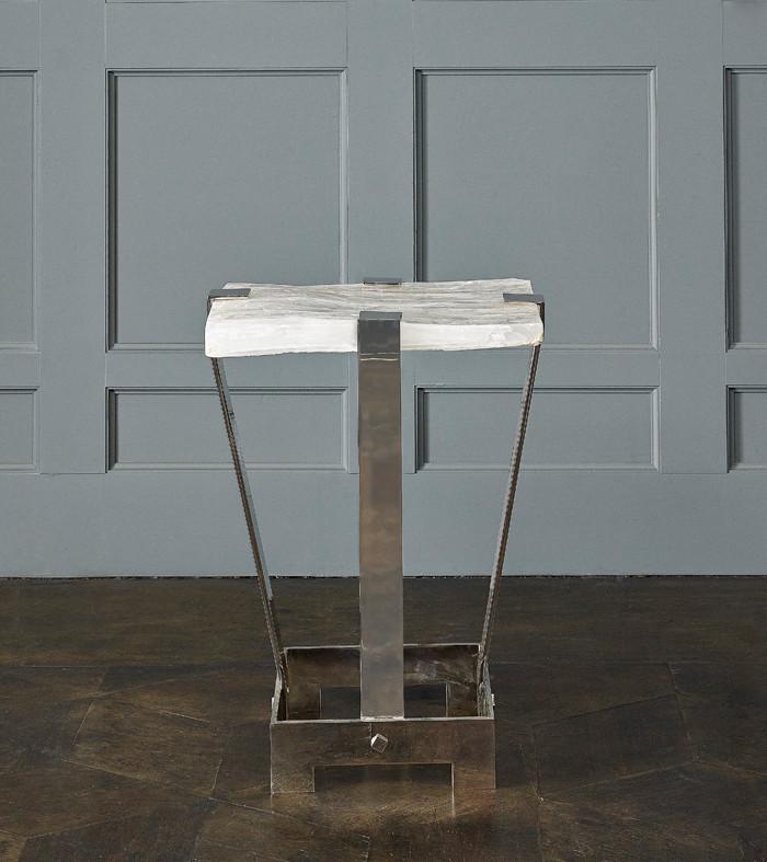Selenite Ice Side Table, Nickel