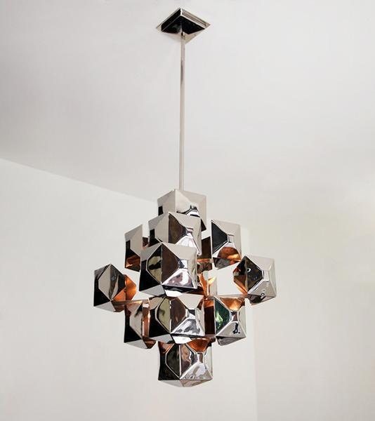 3-Squared Chandelier, Black
