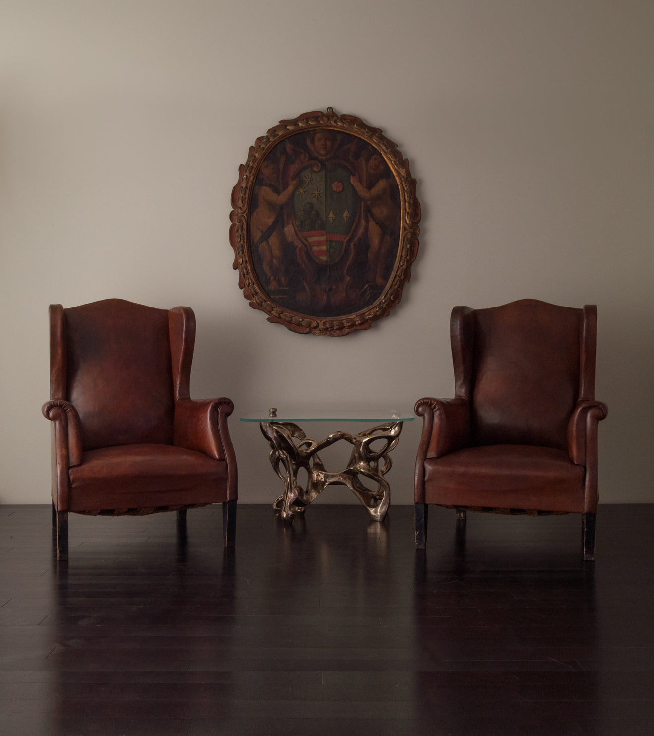 Pair of Italian Wingback Club Chairs