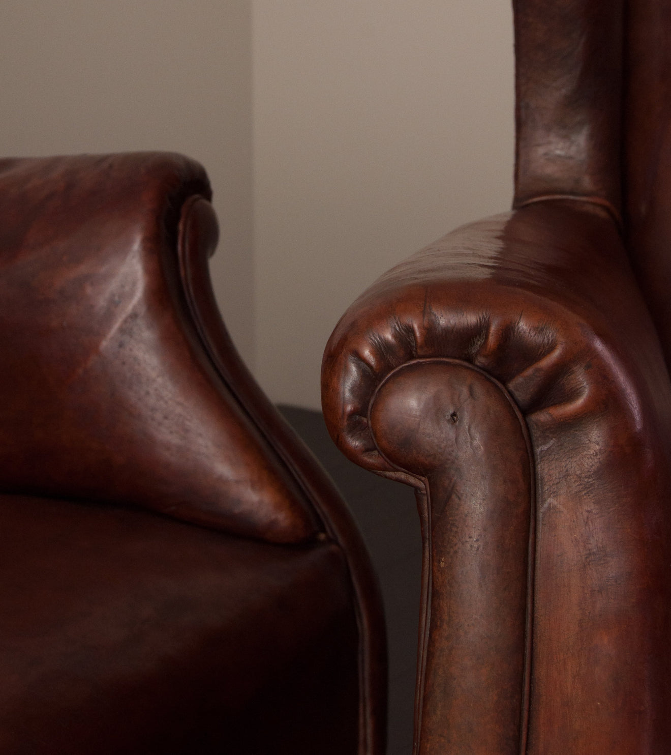 Pair of Italian Wingback Club Chairs