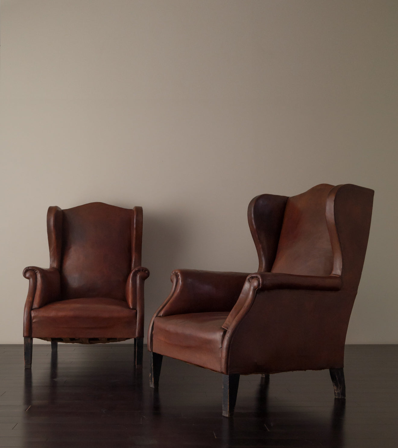 Pair of Italian Wingback Club Chairs