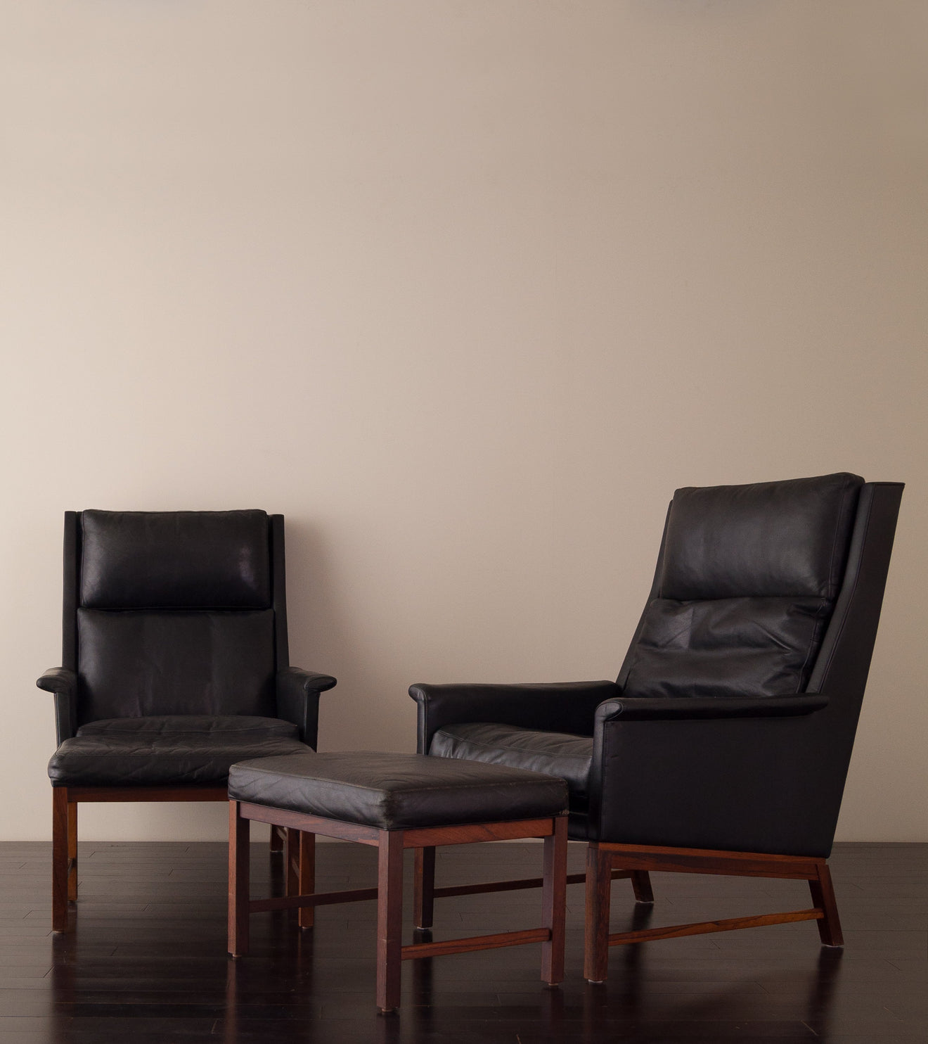 Pair of Suborg Môbler Lounge Chairs with Ottomans