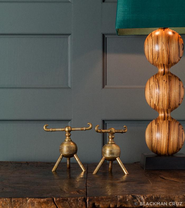 Pair of Christopher Dresser Arts & Crafts Brass Fire Dogs