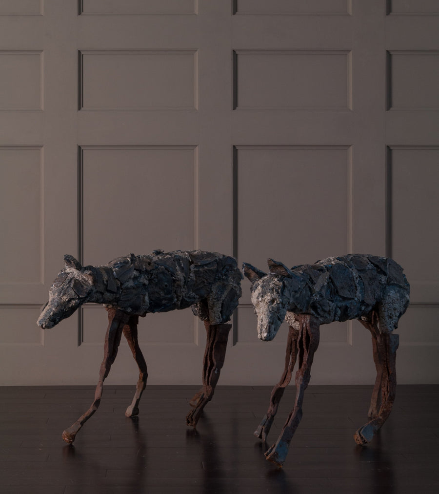 Kevin Lockau, Pair of Coyote Sculptures