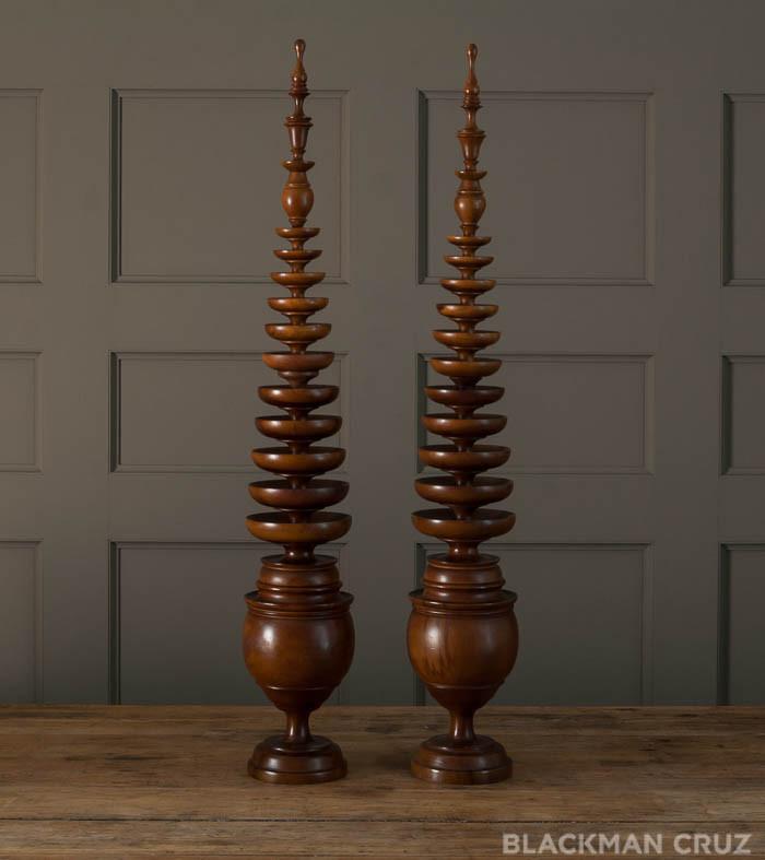 Pair of Orientalist Wood Finials