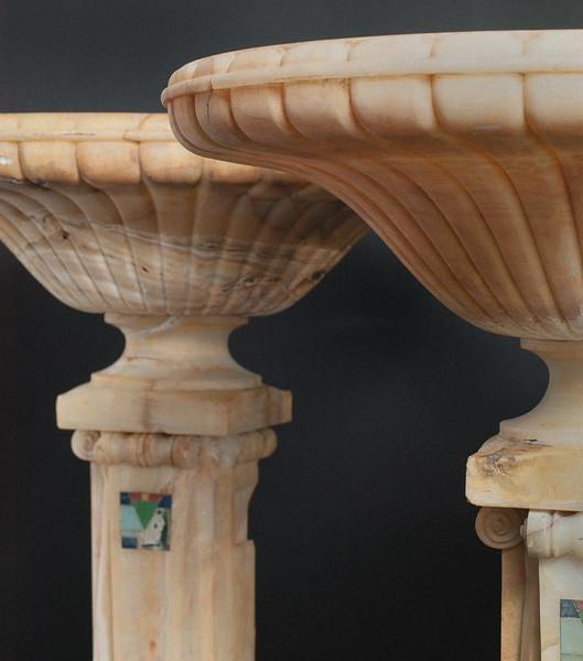 Pair of Spectacular Carved Onyx Pedestal Planters