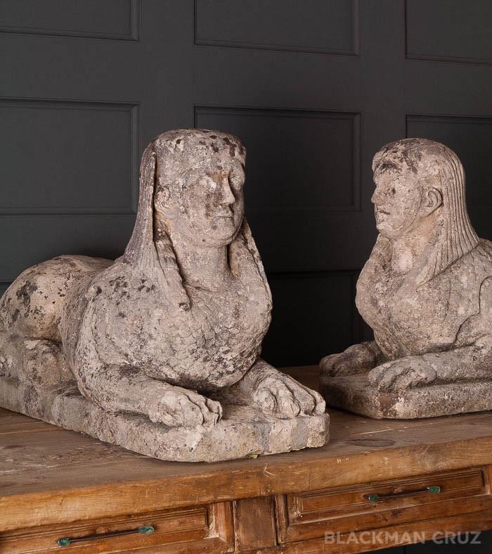 Pair of Stone Sphinxes