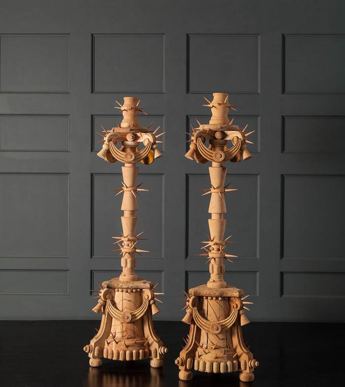 Pair of 'Patria' Handcrafted Candlesticks by Mike Diaz