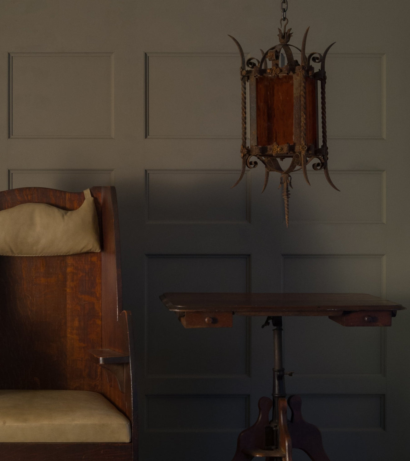 Spanish Revival Wrought Iron Lantern