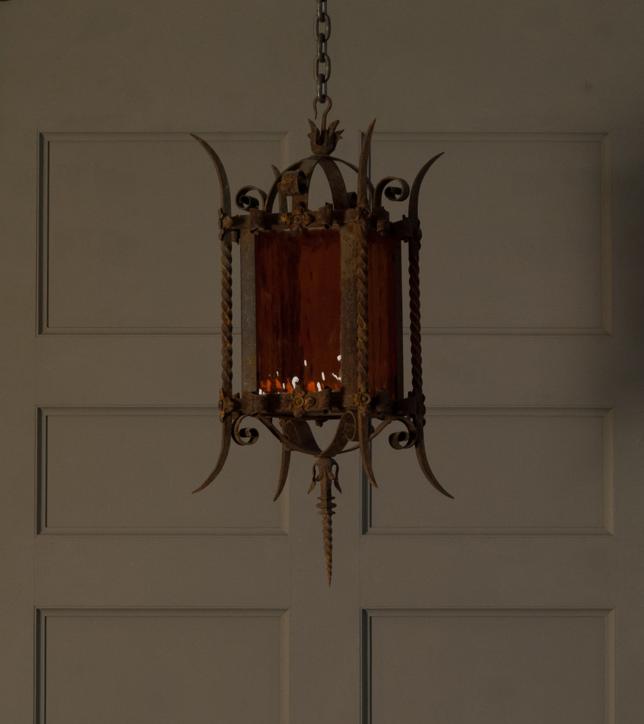 Spanish Revival Wrought Iron Lantern