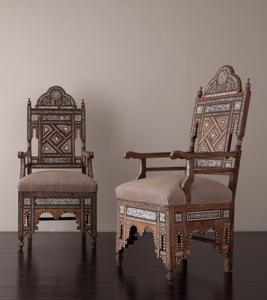 Syrian Marquetry Armchairs