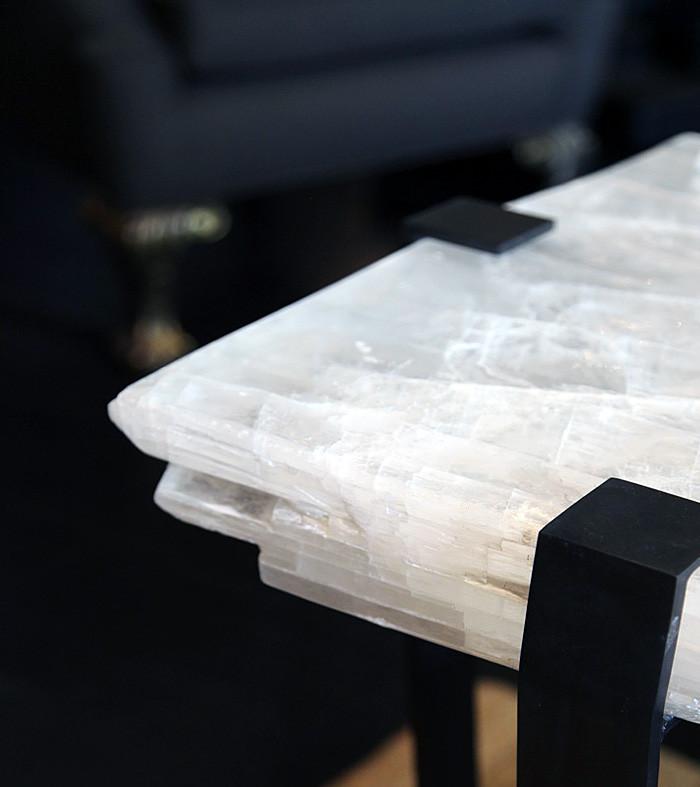 Selenite Ice Side Table, Nickel