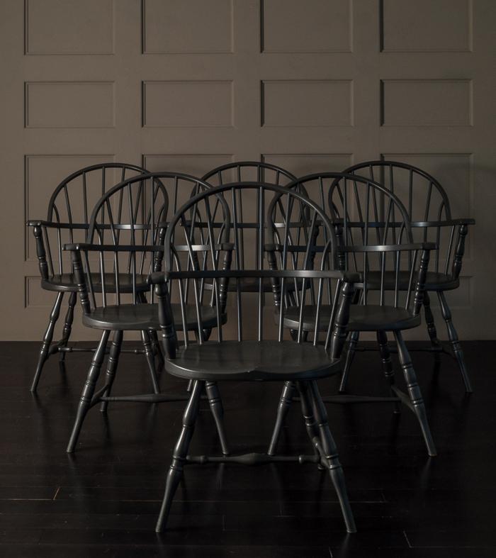 Set of 6 Steel Windsor Arm Chairs